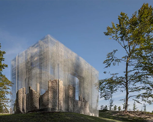 edoardo tresoldi rebuilds a ruin at arte sella in simbiosi outdoor installation