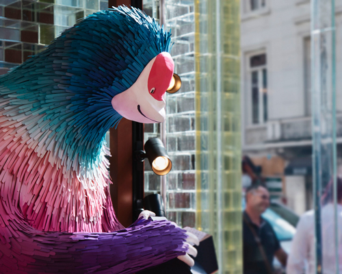 agnes and anthony creates dream-like paper art installation for Hermès store in amsterdam