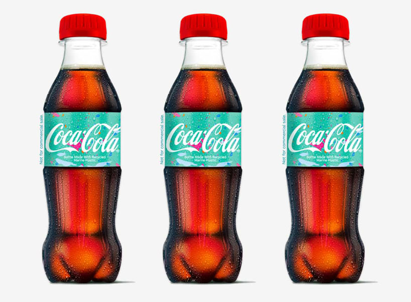 the bottles are made of plastic from marine waste collected by