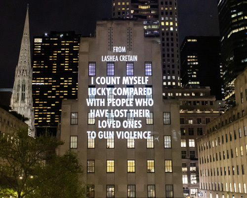 jenny holzer confronts the reality of gun violence with rockefeller center light projections