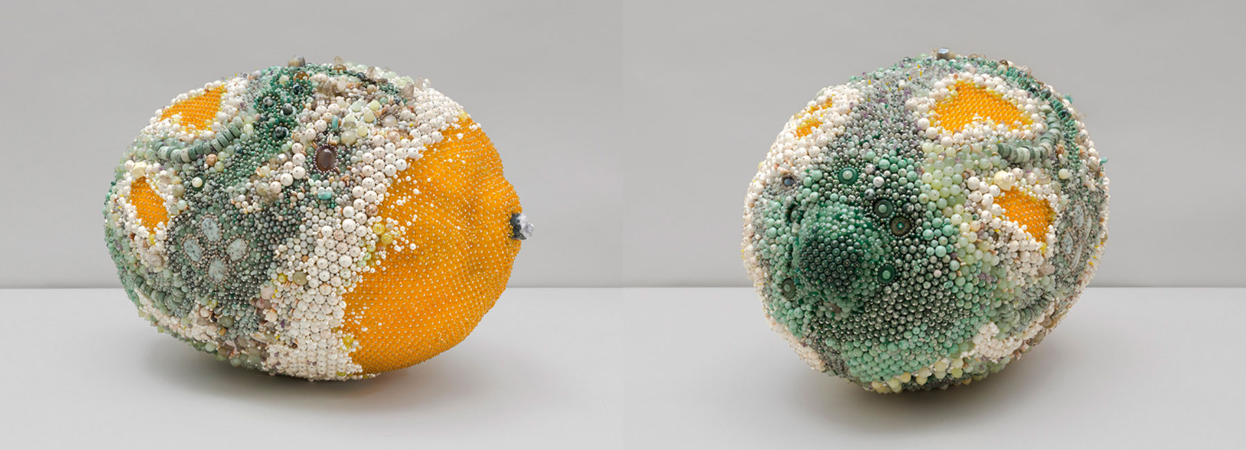 kathleen ryan creates moldy fruit sculptures from semi-precious gemstones