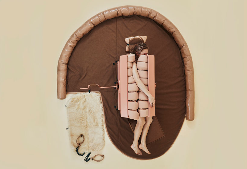 lucy mcrae's 'compression carpet' squeezes users to relieve stress and promote wellbeing