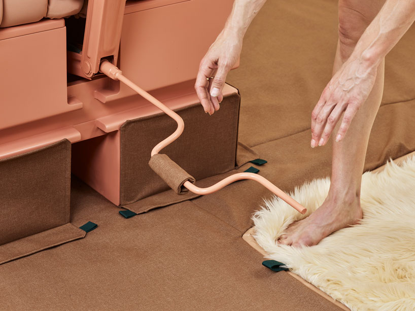 lucy mcrae's 'compression carpet' squeezes users to relieve stress and promote wellbeing