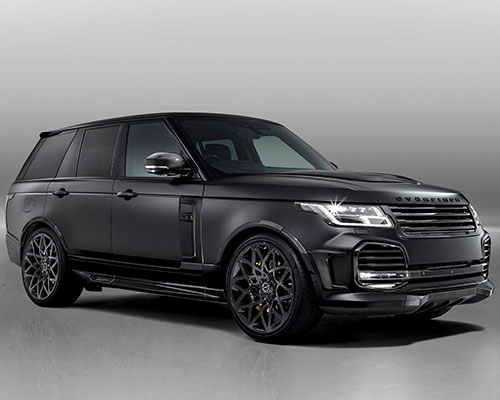 overfinch velocity range rover coated in crushed carbon fiber pieces