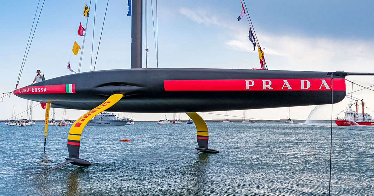 Prada Debuts New Luna Rossa Ac75 Boat Monohull With 2 Carbon Fiber Arms
