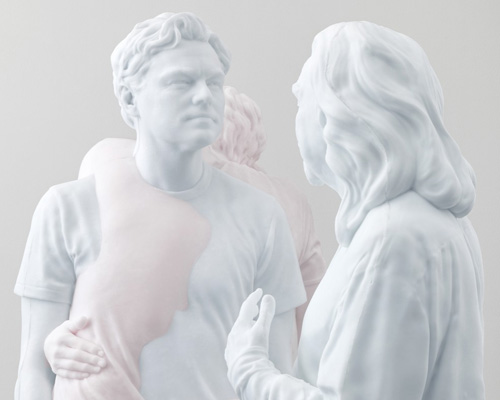 urs fischer casts candle sculpture of leonardo dicaprio with his parents in wax