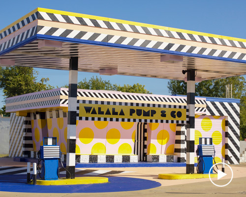camille walala transforms vintage gas station into a colorful landmark in arkansas