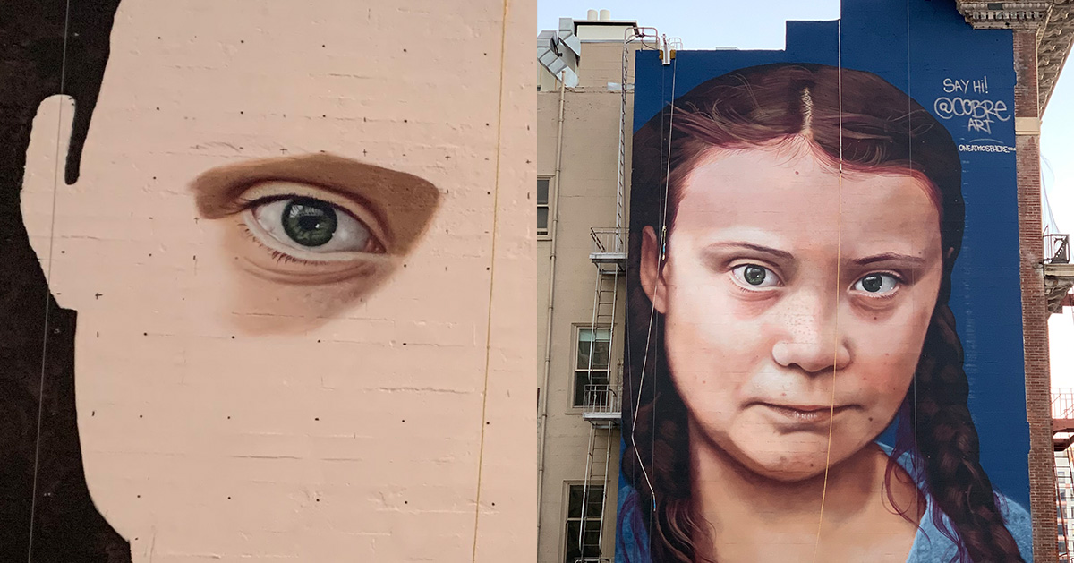 a giant mural of greta thunberg has been unveiled in san francisco - Designboom