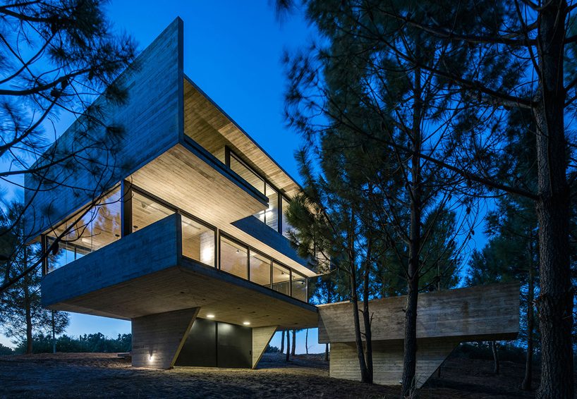 luciano kruk stacks concrete volumes to build a 'house in the trees' in buenos aires designboom