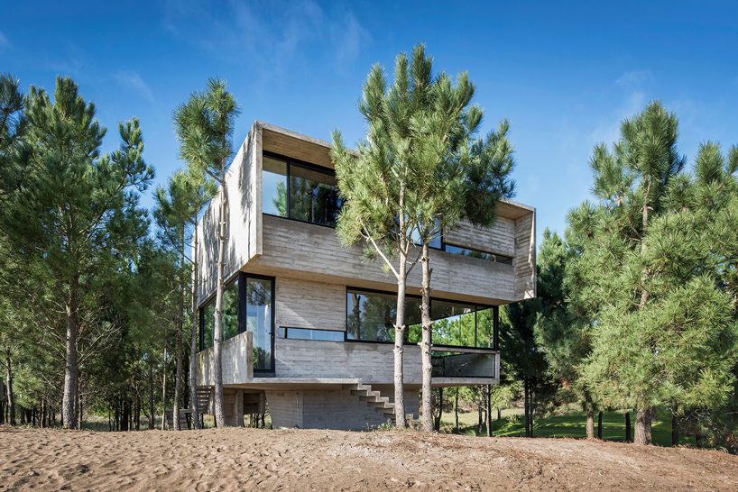 luciano kruk stacks concrete volumes to build a 'house in the trees' in buenos aires designboom