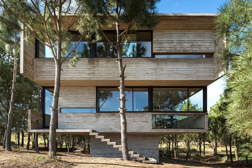 luciano kruk stacks concrete volumes to build a 'house in the trees' in buenos aires designboom