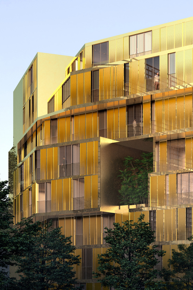 malka architecture clads student housing in gold to create ‘egyptian house’ in paris