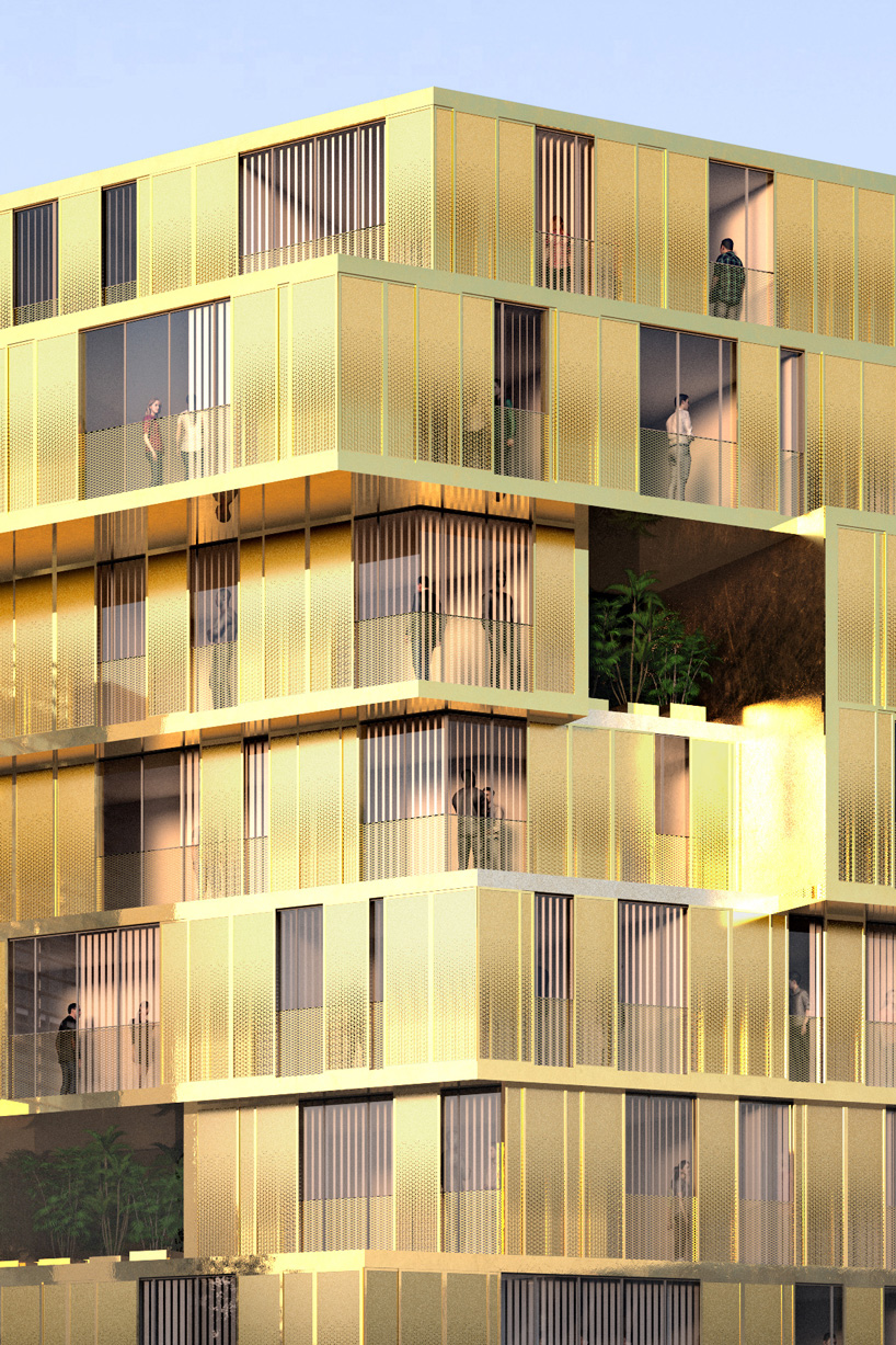 malka architecture clads student housing in gold to create ‘egyptian house’ in paris