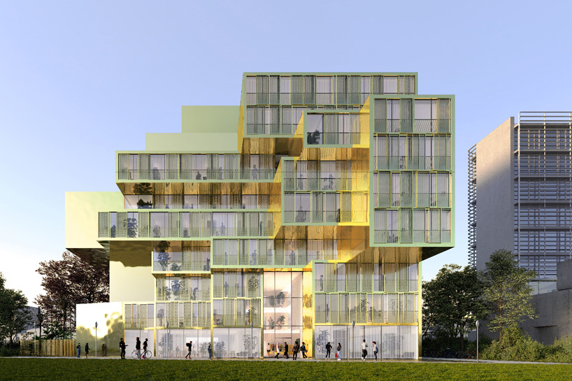 malka architecture clads student housing in gold to create ‘egyptian house’ in paris