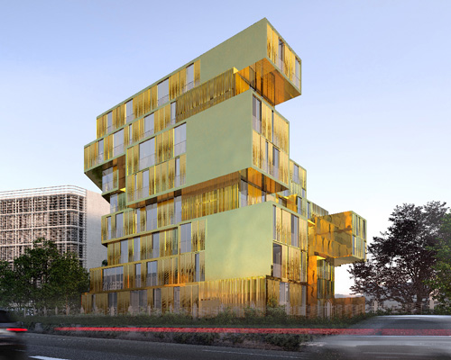 malka architecture clads student housing in gold to create ‘egyptian house’ in paris