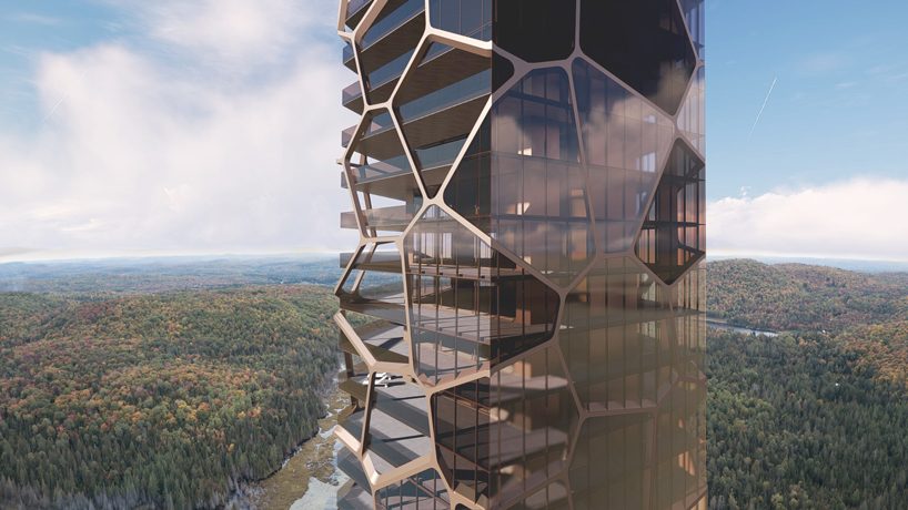 MU architecture combats urban sprawl with PEKULIARI residential tower in quebec designboom
