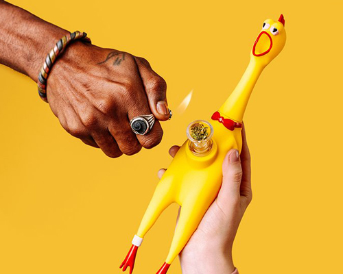 'puff' the rubber chicken bong squeaks when you smoke it
