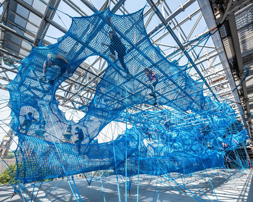 numen/for use installs climbable 'tube' overlooking the city of linz, austria