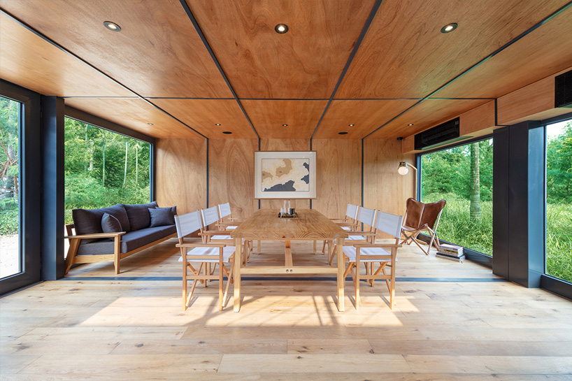 a work of substance stacks shipping containers for marketing suite in hong kong