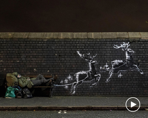 banksy unveils reindeer mural to highlight homelessness during the holidays