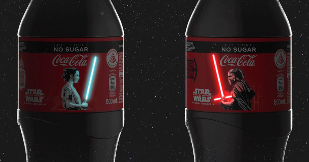 Star Wars example #10: coca-cola star wars bottles use OLEDs to illuminate lightsabers