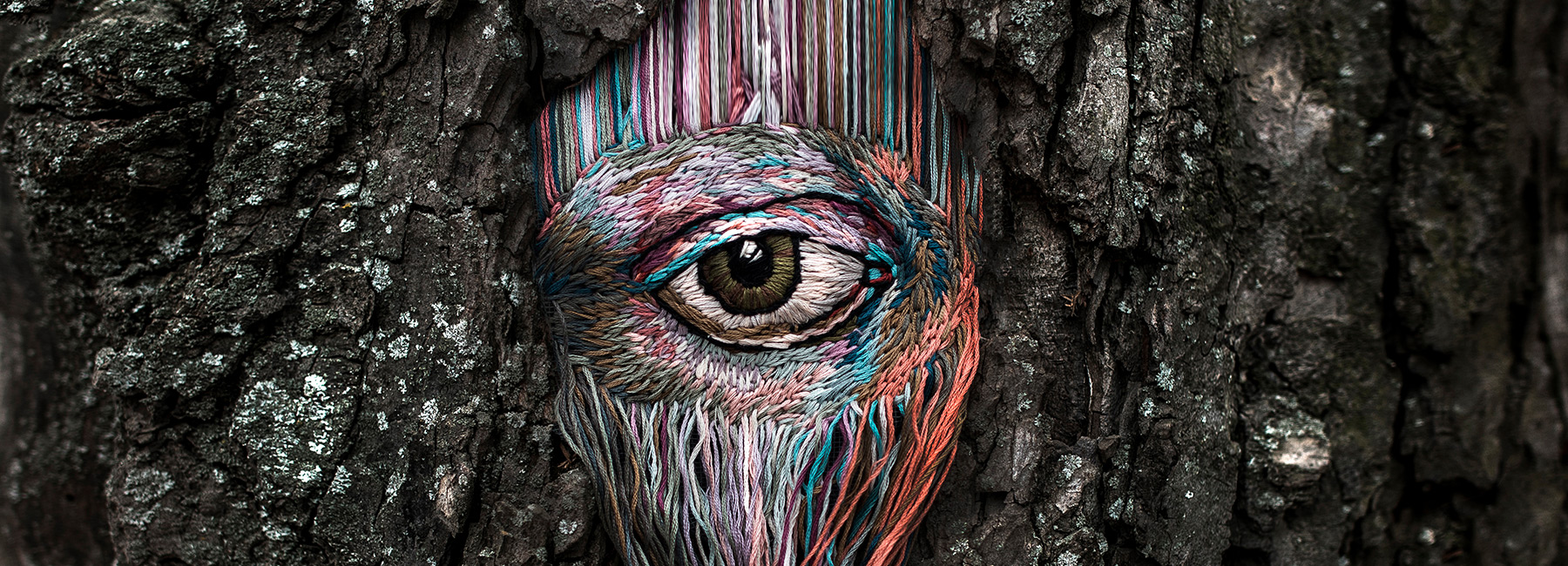 diana yevtukh 'heals' scarred trees with intricate embroidered artworks