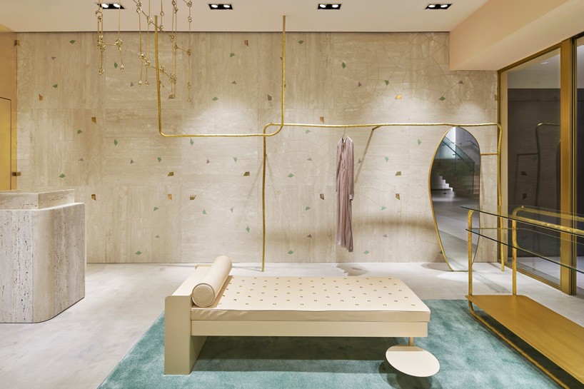 forte_forte opens brass, travertine + gold leaf boutique in tokyo
