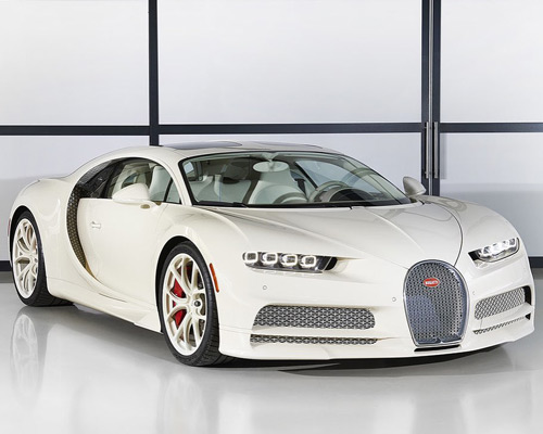 Hermès x bugatti collaborate to create custom, cream-colored chiron for a supercar collector