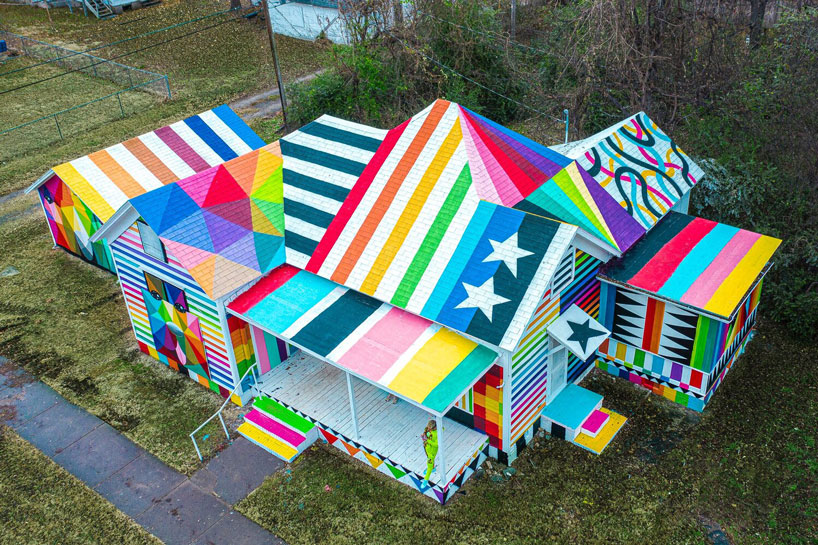 okuda san miguel transforms neglected home into 'rainbow embassy' art center