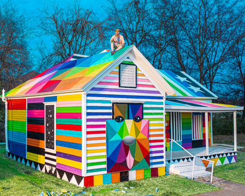 okuda san miguel transforms neglected home into 'rainbow embassy' art center