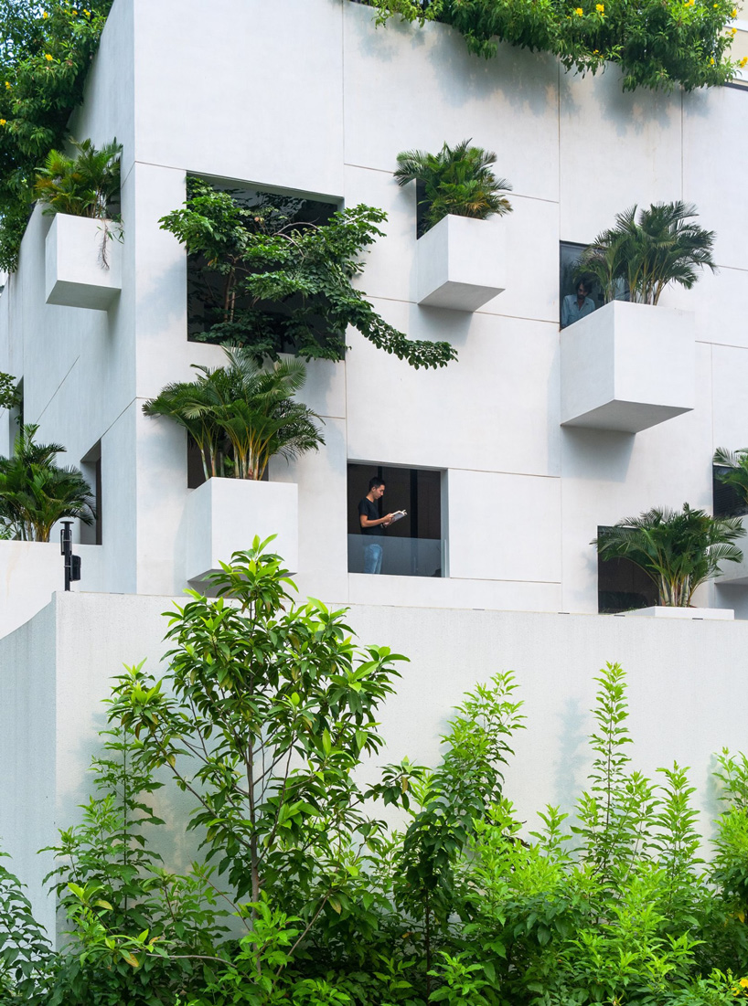 MIA design studio clads vietnamese house in façade of extruded planters and openings
