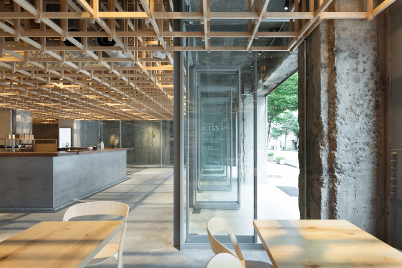 yusuke seki tops kumu hotel in kanazawa, japan, with timber grid ceiling