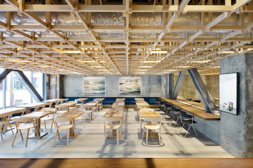 yusuke seki tops kumu hotel in kanazawa, japan, with timber grid ceiling