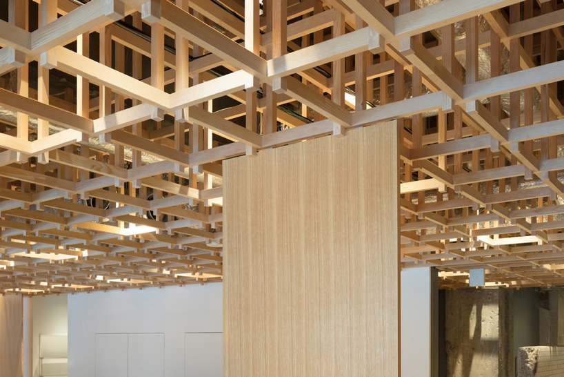 yusuke seki tops kumu hotel in kanazawa, japan, with timber grid ceiling