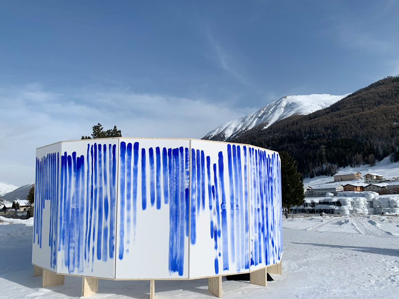 breathe with me by jeppe hein: every exhale takes the form of painted blue lines