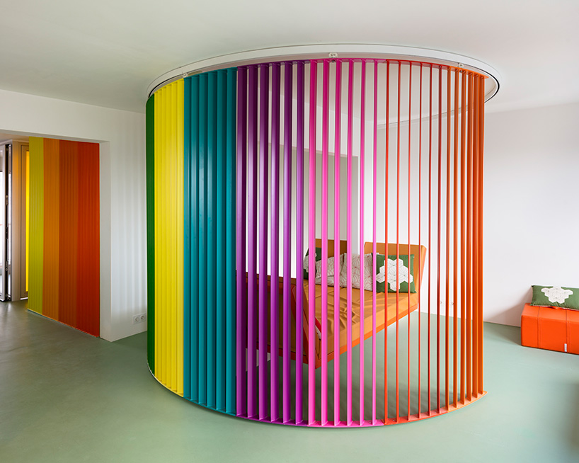 matali crasset turns paris apartment renovation into rainbow-infused space