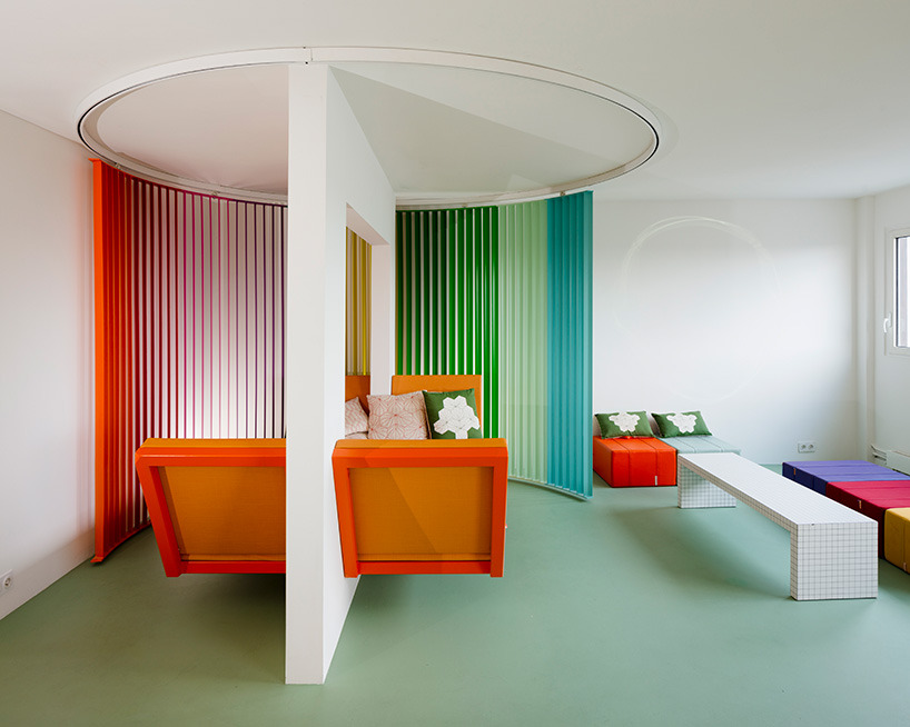 matali crasset turns paris apartment renovation into rainbow-infused space