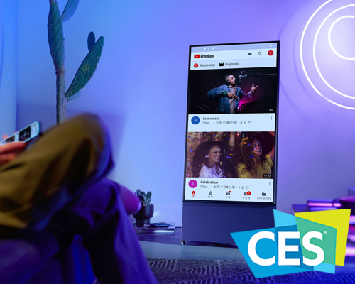 samsung unveils rotating sero TV that resembles giant smartphone for the home