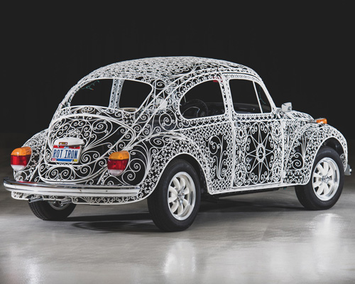 a wrought iron volkswagen by rafael esparza-prieto celebrates the iconic beetle