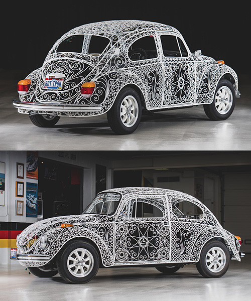 a wrought iron volkswagen by rafael esparzaprieto celebrates iconic beetle