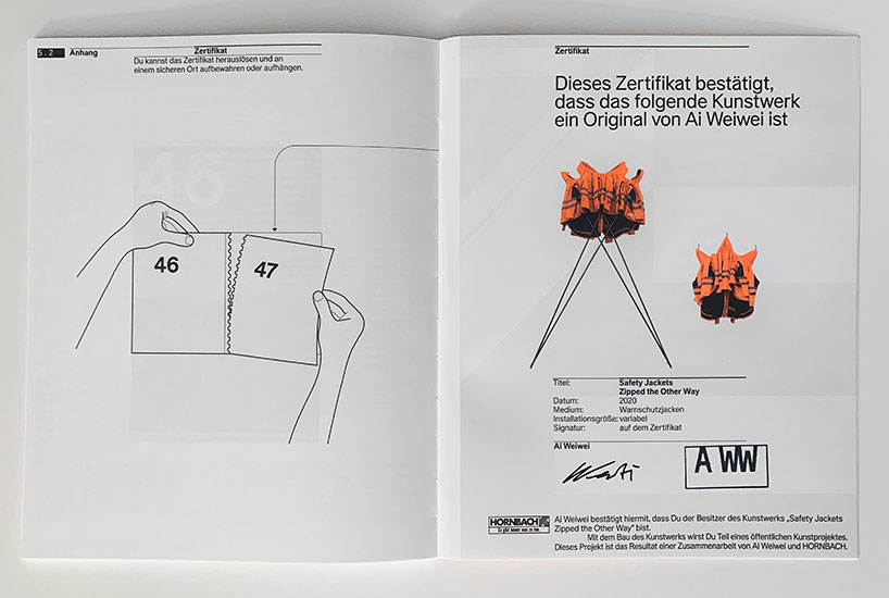 ai weiwei makes DIY sculpture with HORNBACH: safety jackets zipped the other way - 12