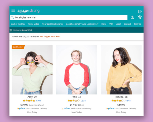 ‘amazon dating’ app imagines a dystopian future of transactional dating