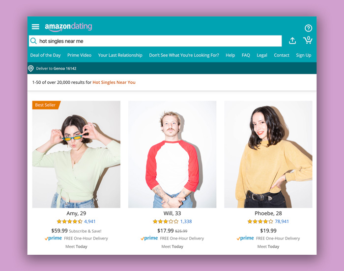‘amazon dating’ app imagines a dystopian future of transactional dating