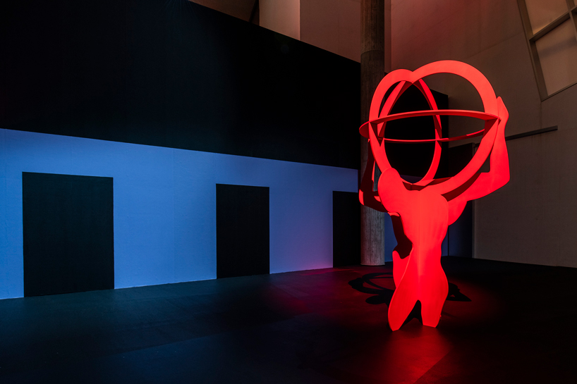 AMO designs graphic piazzas for prada's 2020 fall/winter womenswear show AMO designs graphic piazzas for prada's 2020 fall/winter womenswear show