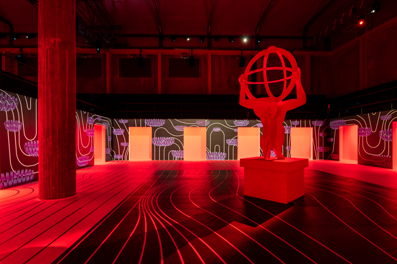 AMO designs graphic piazzas for prada's 2020 fall/winter womenswear show AMO designs graphic piazzas for prada's 2020 fall/winter womenswear show