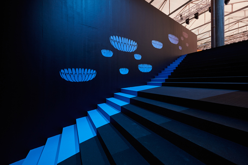 AMO designs graphic piazzas for prada's 2020 fall/winter womenswear show AMO designs graphic piazzas for prada's 2020 fall/winter womenswear show