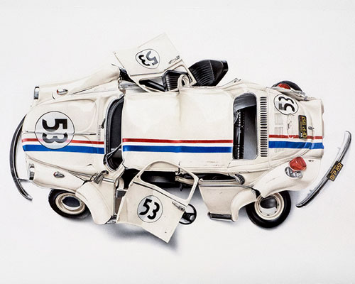 alessandro paglia 'smashes' iconic movie cars in hand-drawn, hyper-realism series