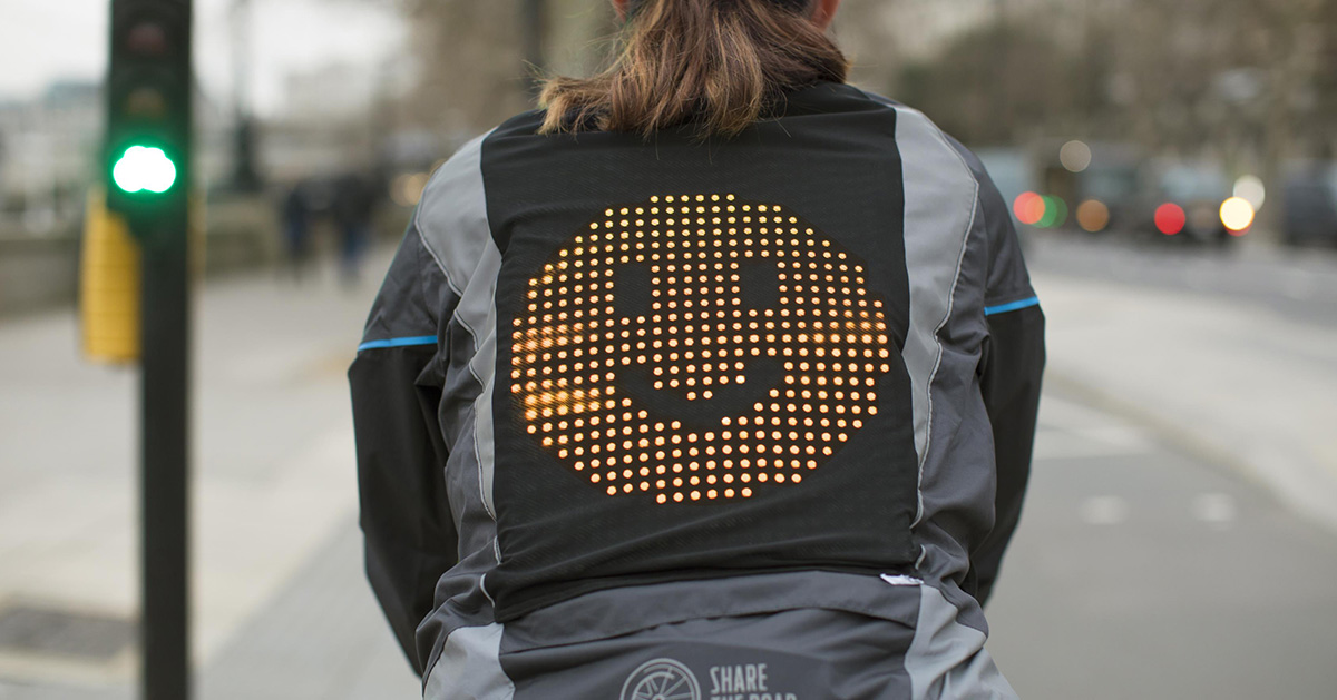 ford creates 'emoji jacket' that lets cyclists share their moods with