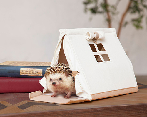 the hedgehog carry house is a portable, tent-shaped home for your spinny pet
