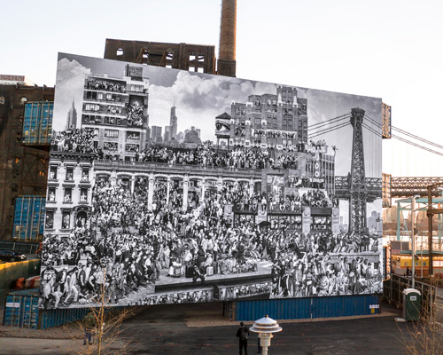 JR reveals 'the chronicles of new york' 53-foot mural featuring over 1000 residents